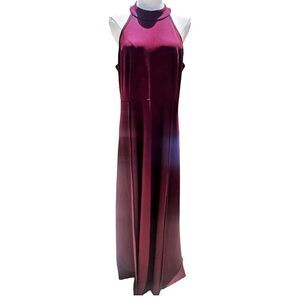 Mushare Burgundy Halter Neck Maxi Dress Size 2X NWT Party Formal Event